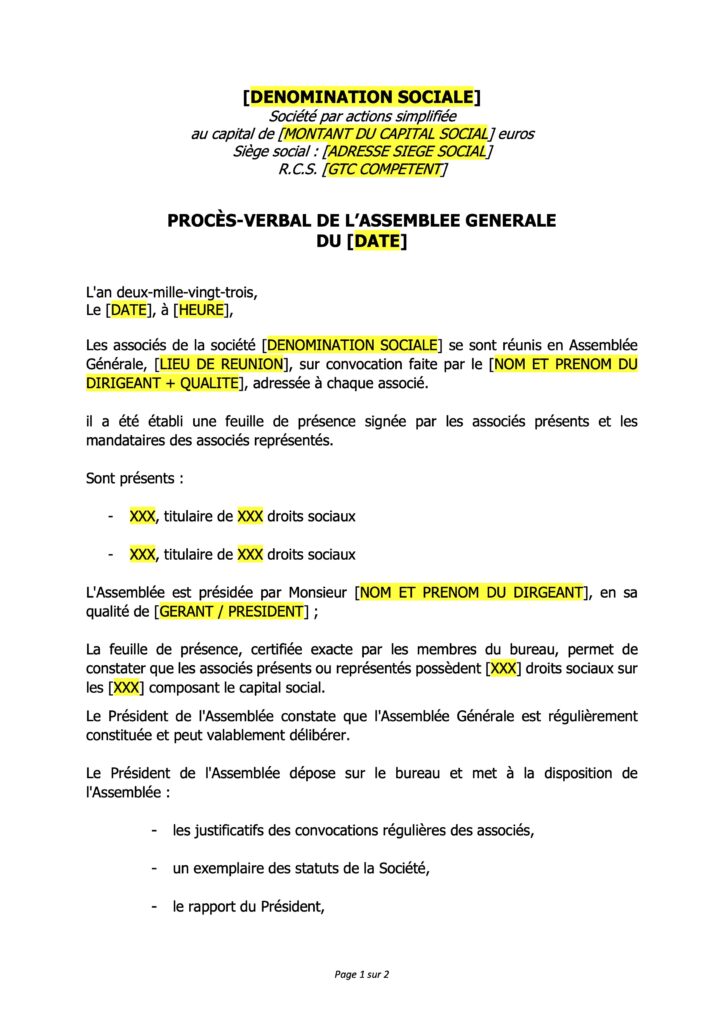 Couverture du modèle de PV de non rémunération du dirigeant