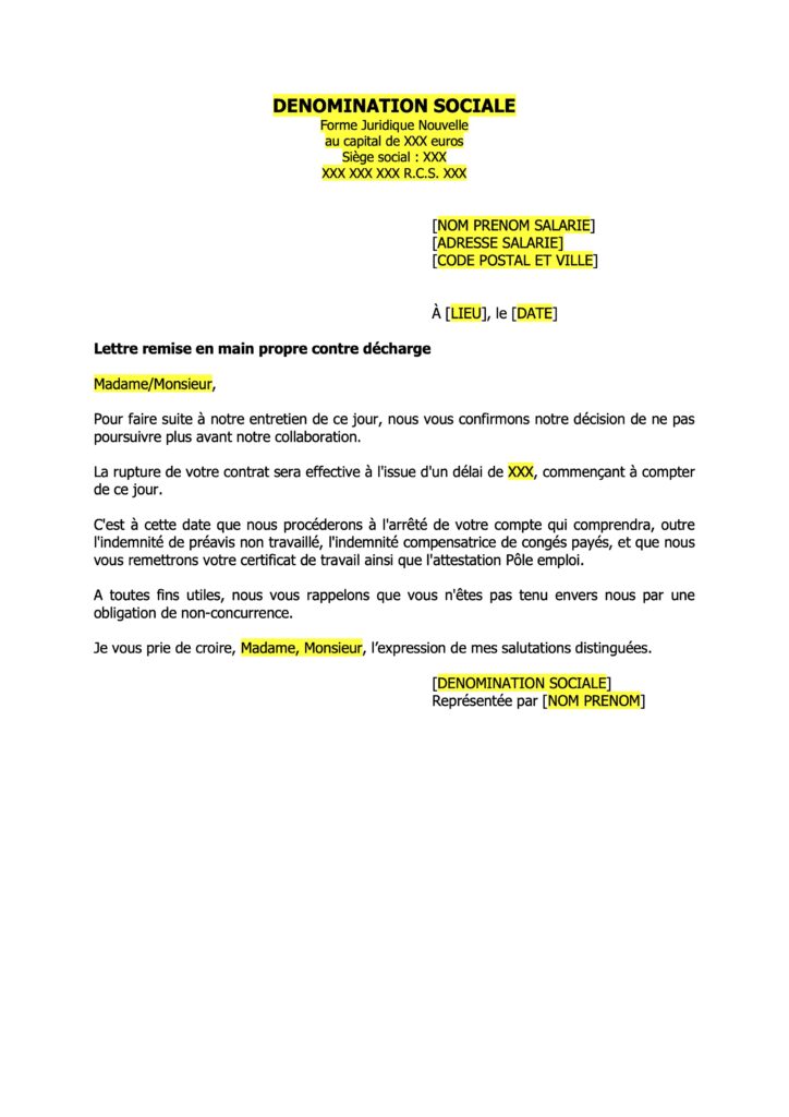 Couverture du modèle de rupture de période d’essai