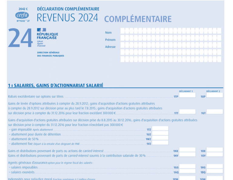 Accédez au formulaire N°2042-C pour la déclaration de revenu complémentaire, pour une déclaration conforme et simplifiée.