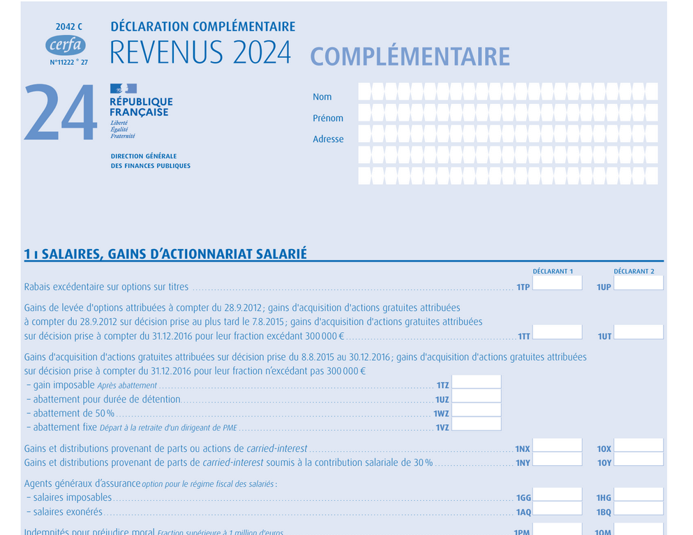 Accédez au formulaire N°2042-C pour la déclaration de revenu complémentaire, pour une déclaration conforme et simplifiée.