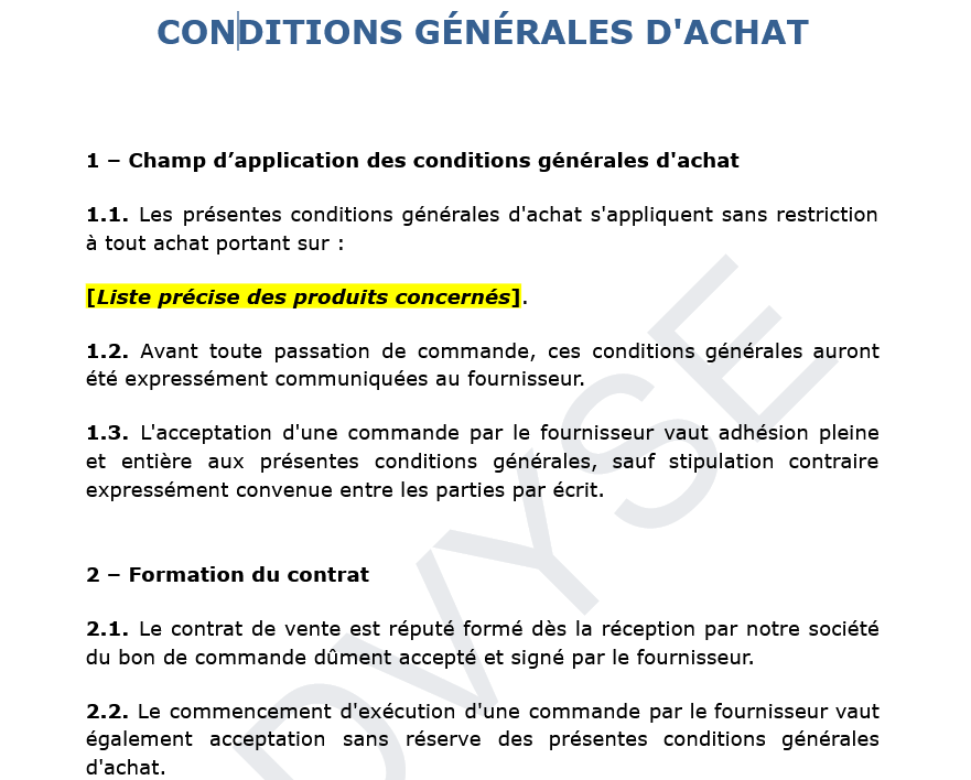 Conditions générales d’achat : modèle juridique à télécharger pour encadrer ses relations fournisseurs