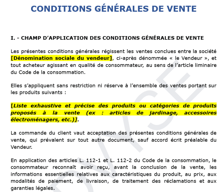 Conditions générales de vente B to C : modèle conforme pour les professionnels