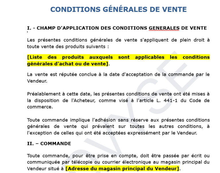 Conditions générales de vente B to B : cadre légal et obligations