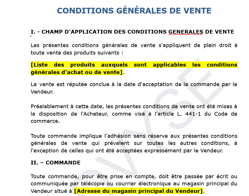 Conditions générales de vente B to B : cadre légal et obligations