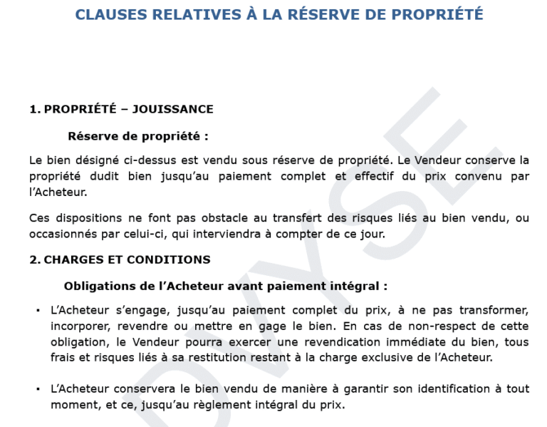 Modèle de Clauses de Réserve de Propriété : Sécurisez vos Contrats