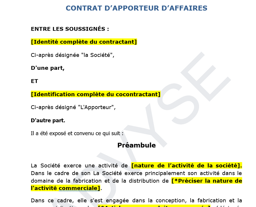 Modèle de Contrat d’Apporteur d’Affaires : Protégez Vos Partenariats Commerciaux