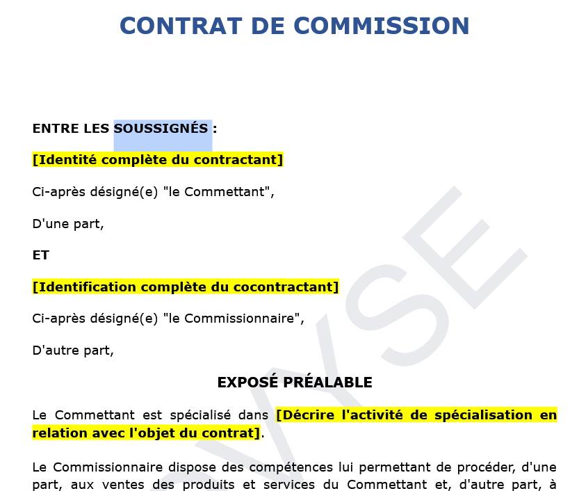 Contrat de commission pour acheter : définition, cadre légal et modèle complet