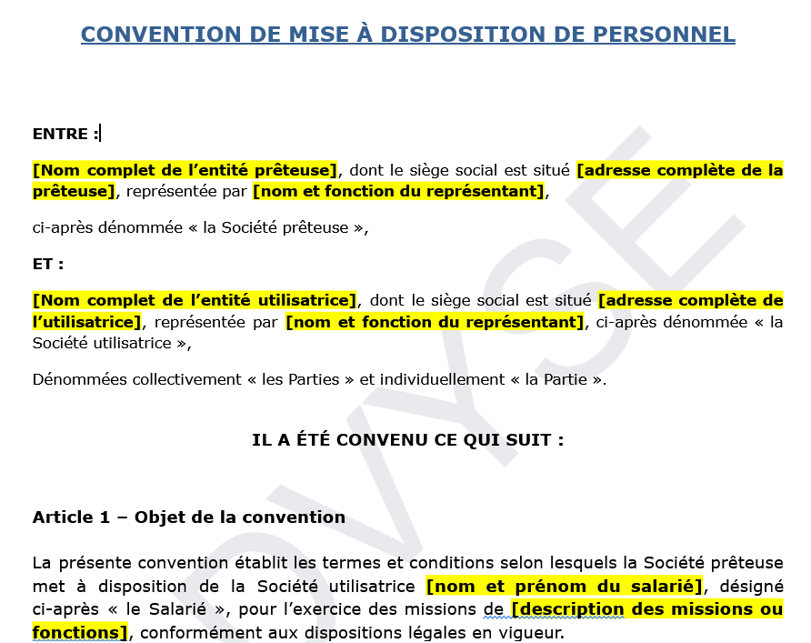 Encadrez vos Collaborations avec une Convention de Mise à Disposition de Personnel