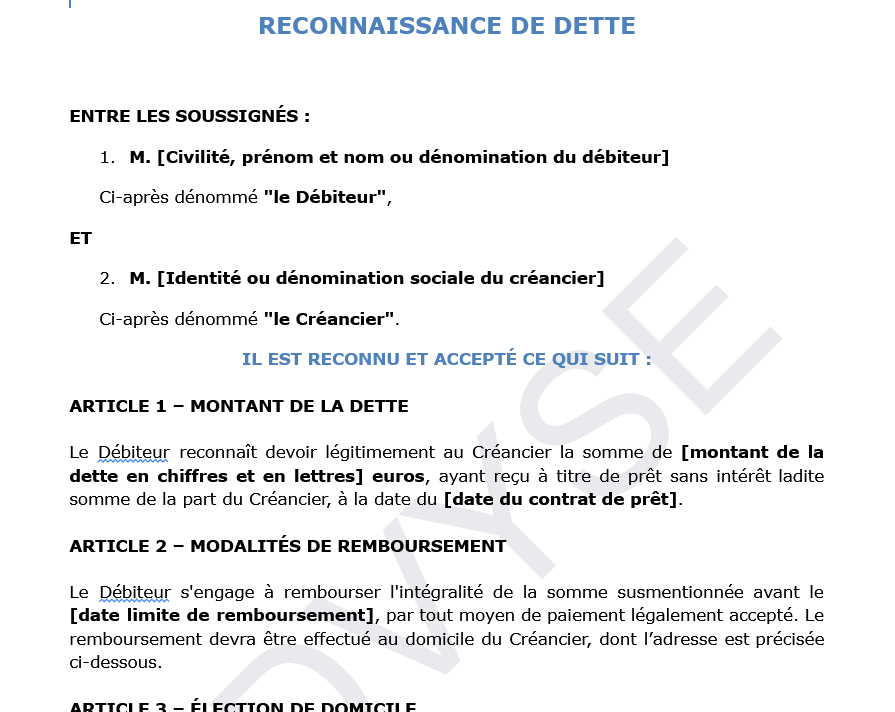 Tout savoir sur la reconnaissance de dette | Advyse