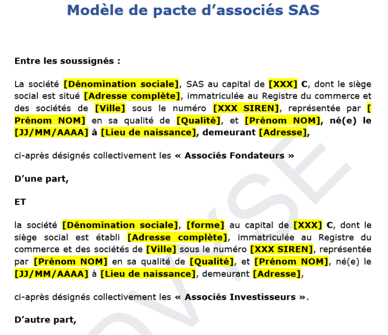 Modèle de pacte d’associés : clauses essentielles et cadre juridique