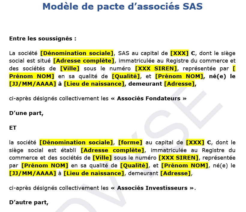 Modèle de pacte d’associés : clauses essentielles et cadre juridique