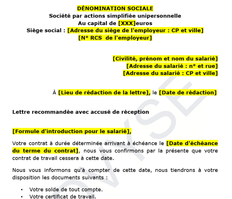Terme de CDD : obligations et notification à respecter