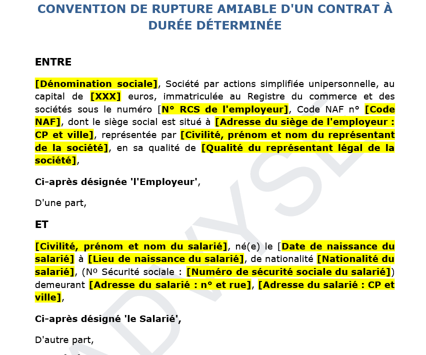 Rupture amiable d’un CDD : cadre juridique et procédure