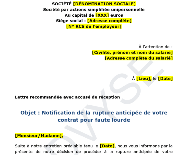Rupture anticipée d’un CDD pour faute lourde : cadre légal