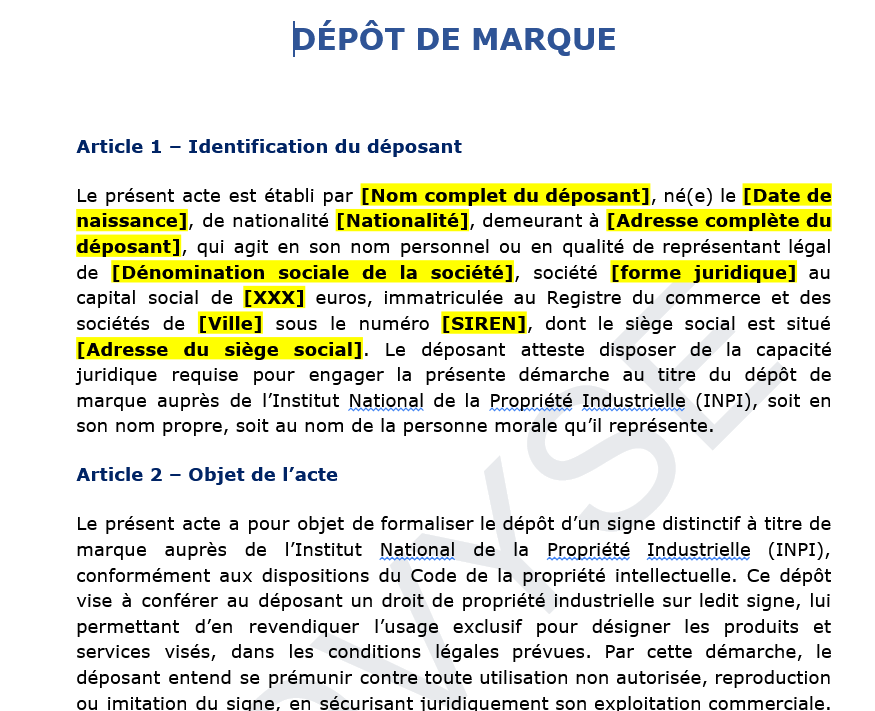 Modèle de dépôt de marque : guide pour bien protéger sa marque