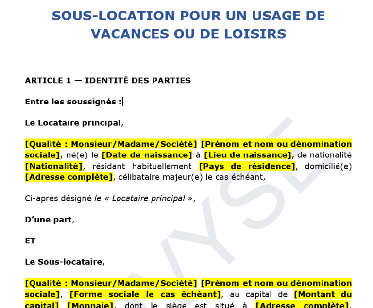Sous-location pour les vacances : points juridiques à connaître