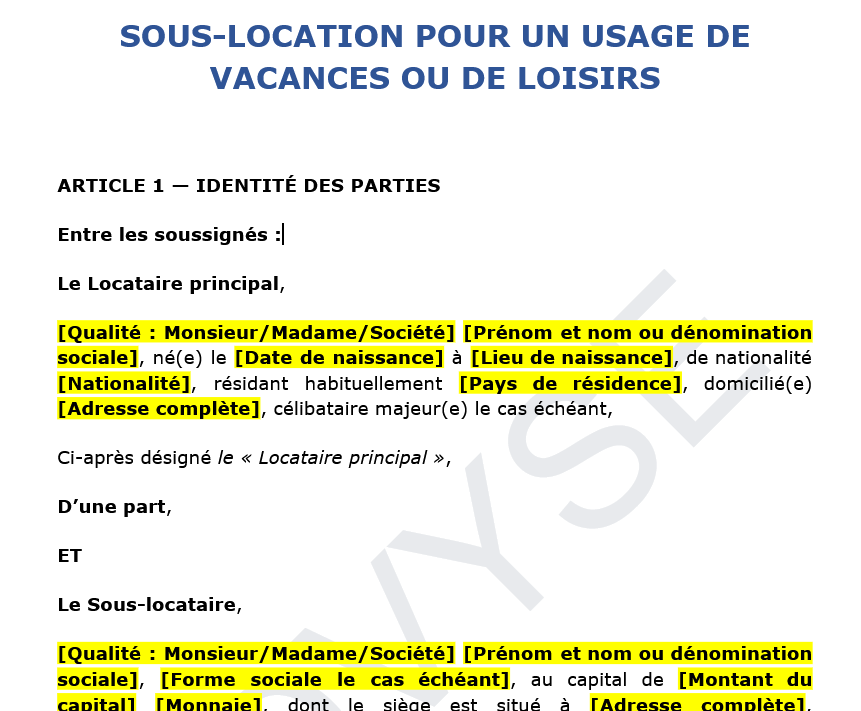 Sous-location pour les vacances : points juridiques à connaître