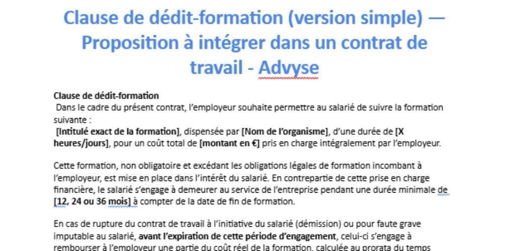 Clause de dédit-formation