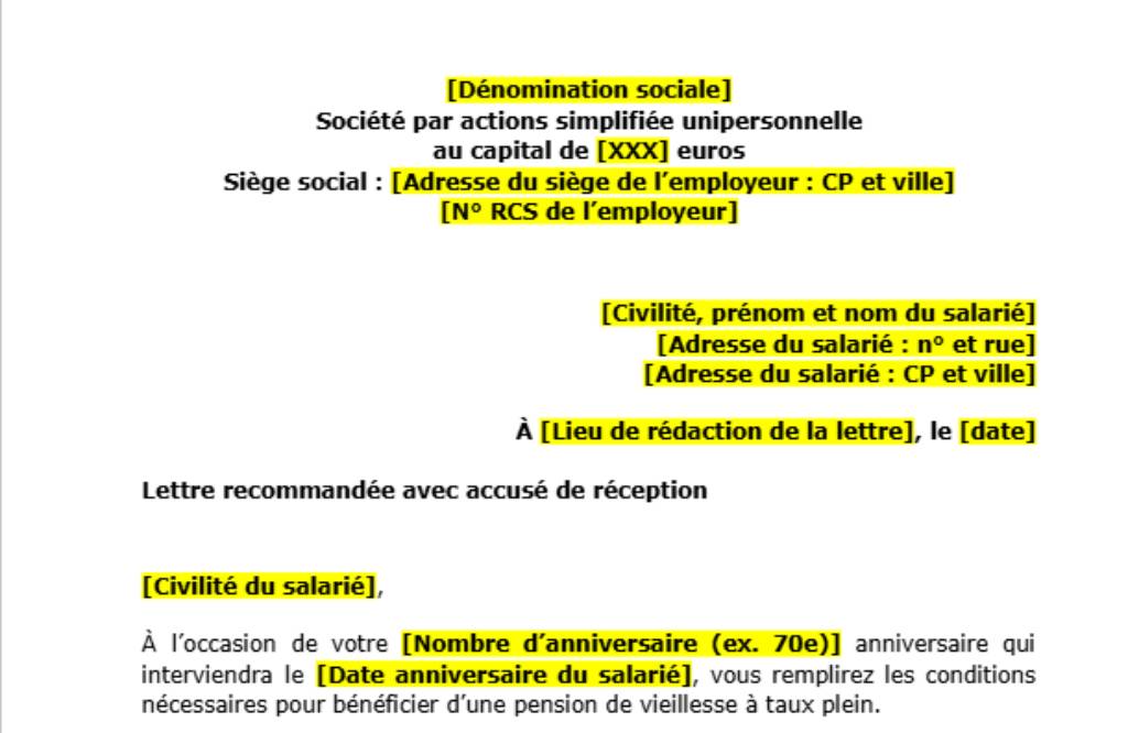 Modèle d’interrogation du salarié mise à la retraite