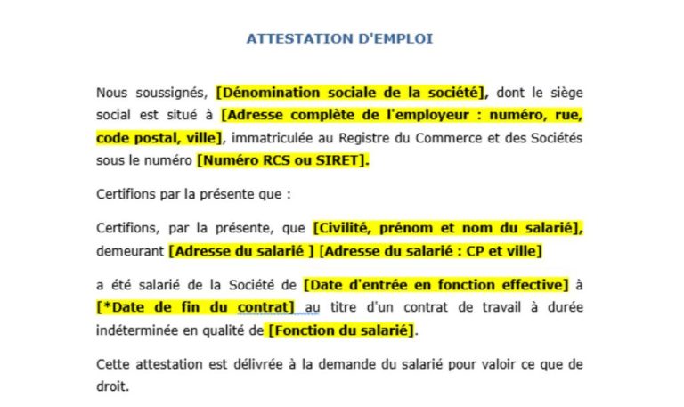 Attestation Pôle Emploi
