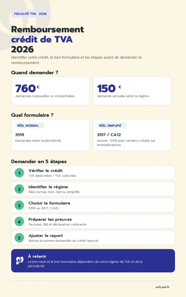 remboursement crédit de TVA 2026 Advyse