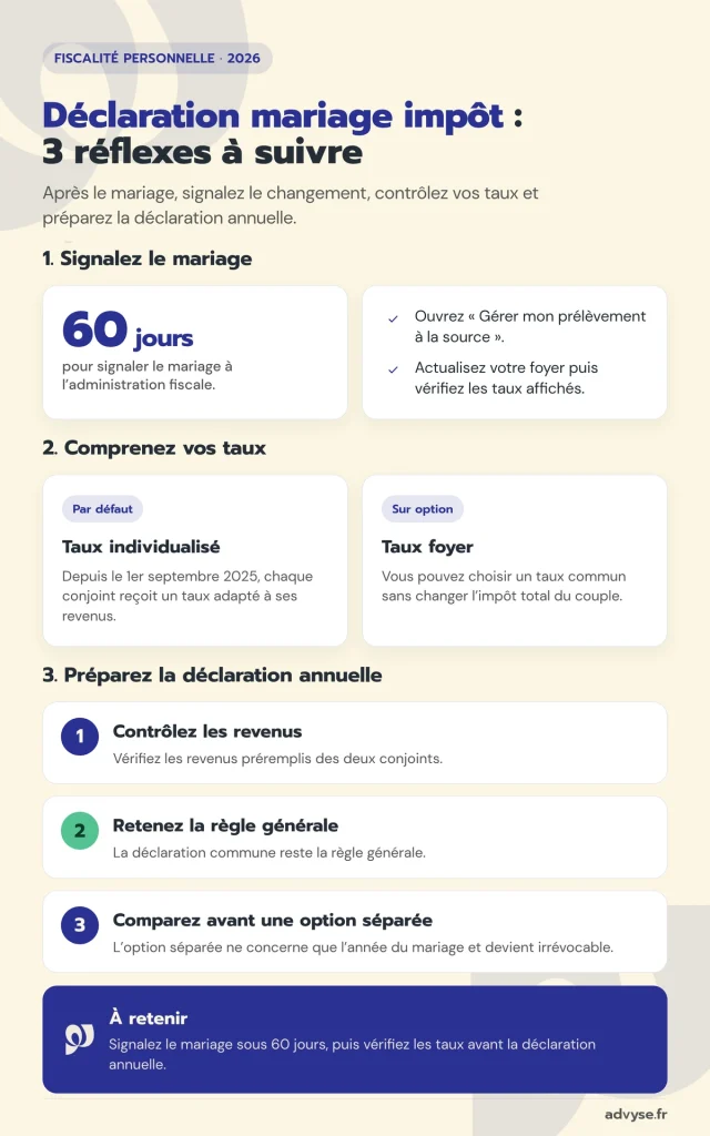 declaration mariage impôt 2026 Advyse