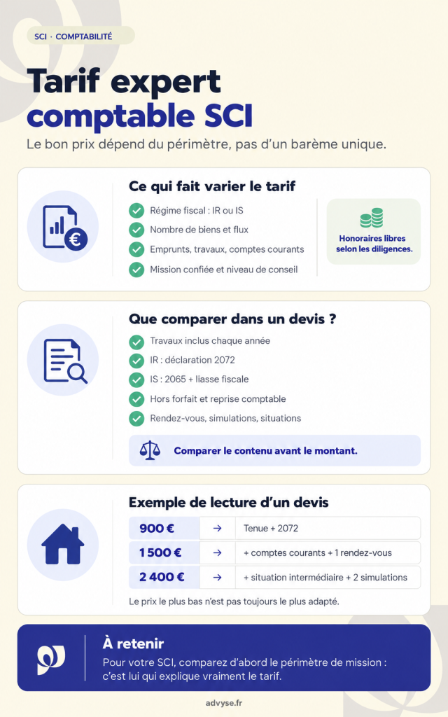 tarif expert comptable sci 2026 Advyse